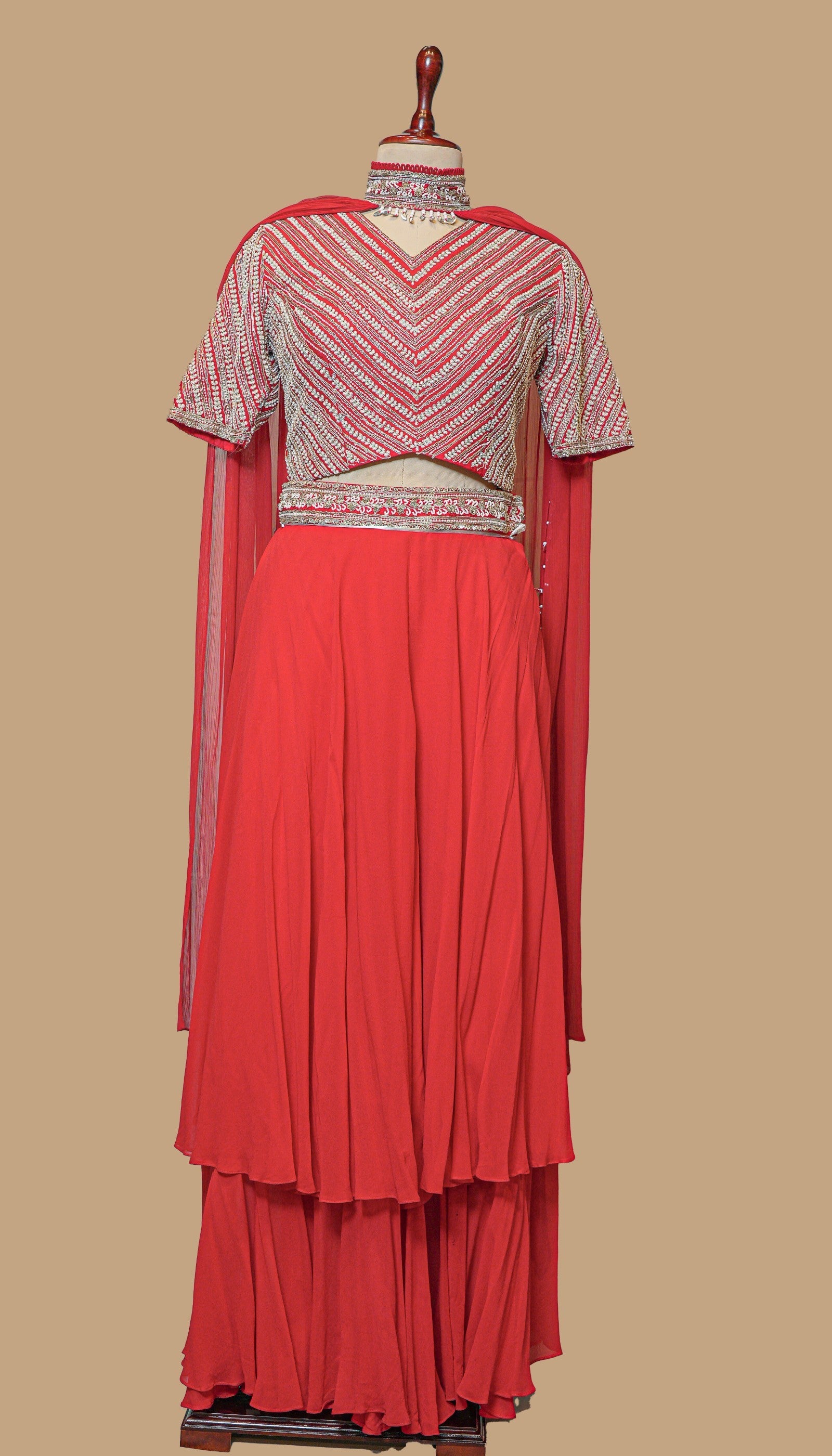 RED GEORGETTE SHARARA SET