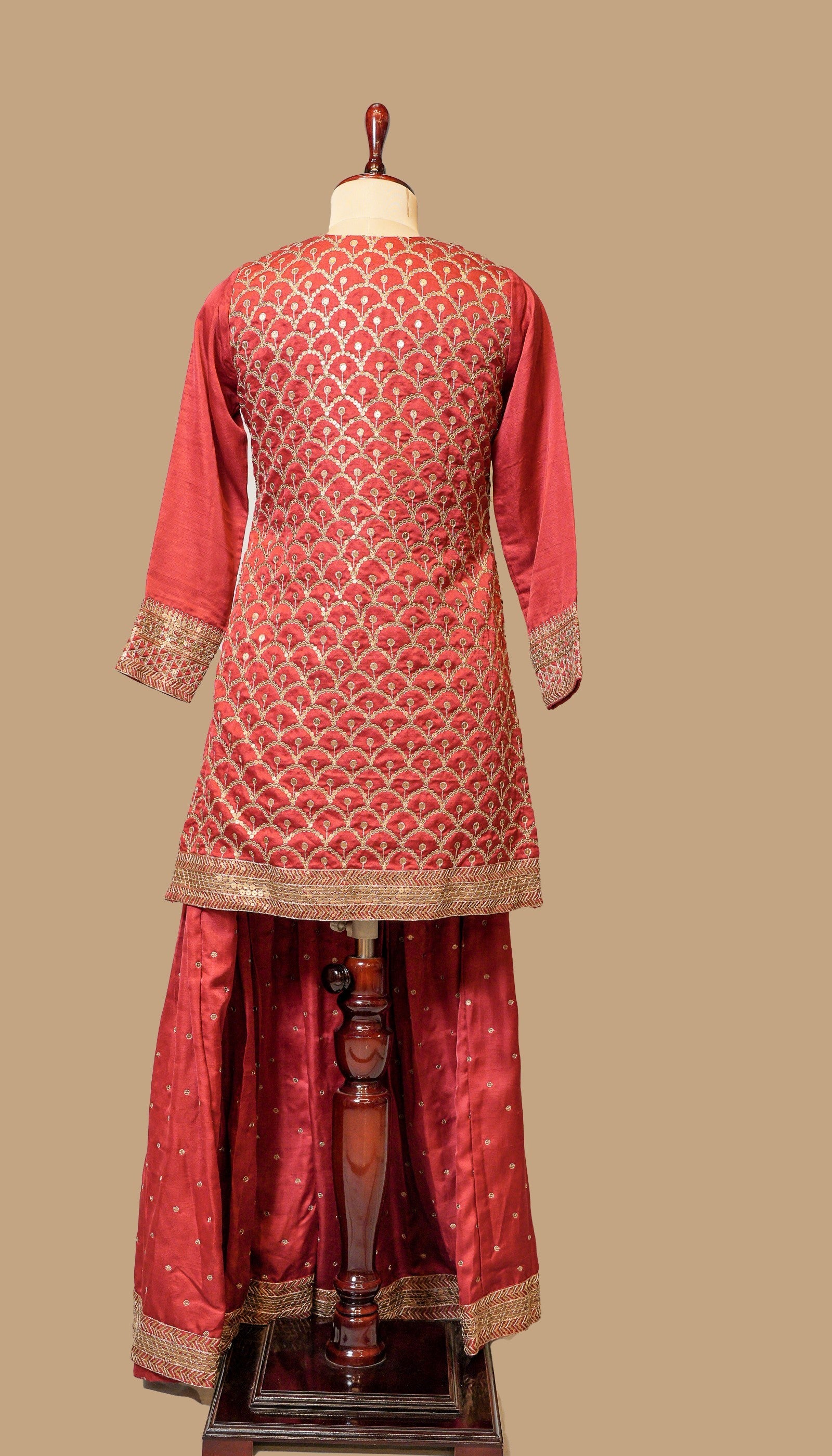 RUST SILK SHARARA SET