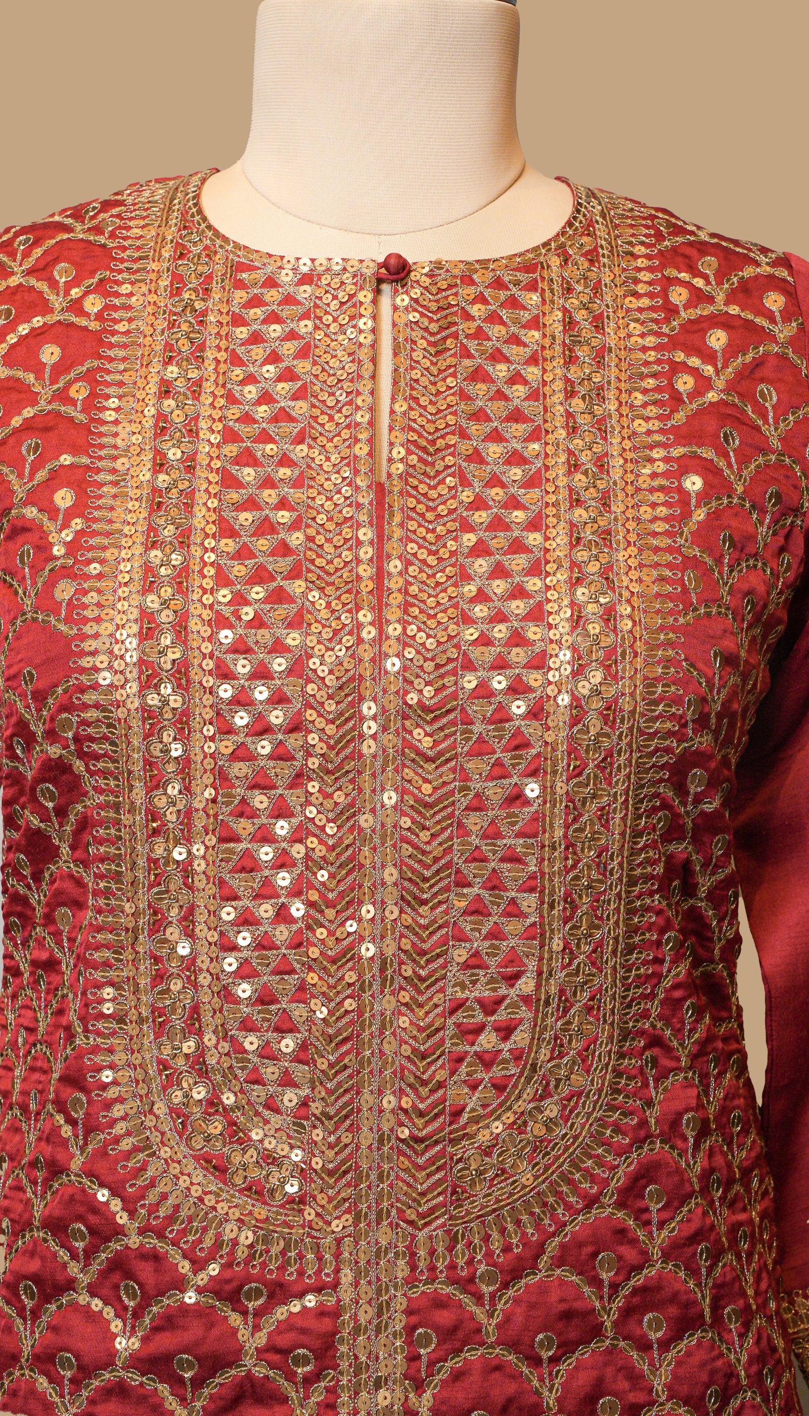 RUST SILK SHARARA SET