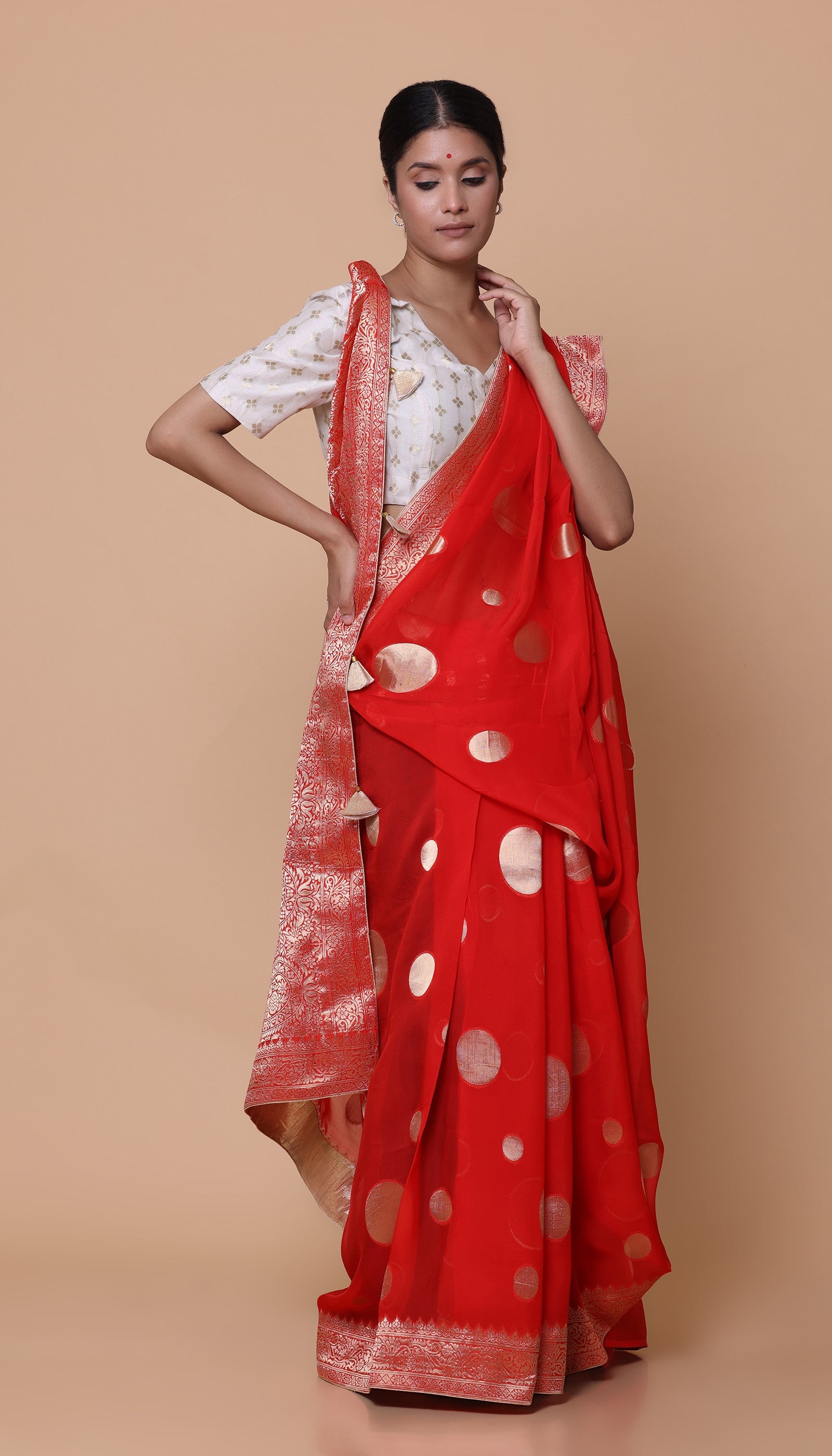 Red Organza Saree