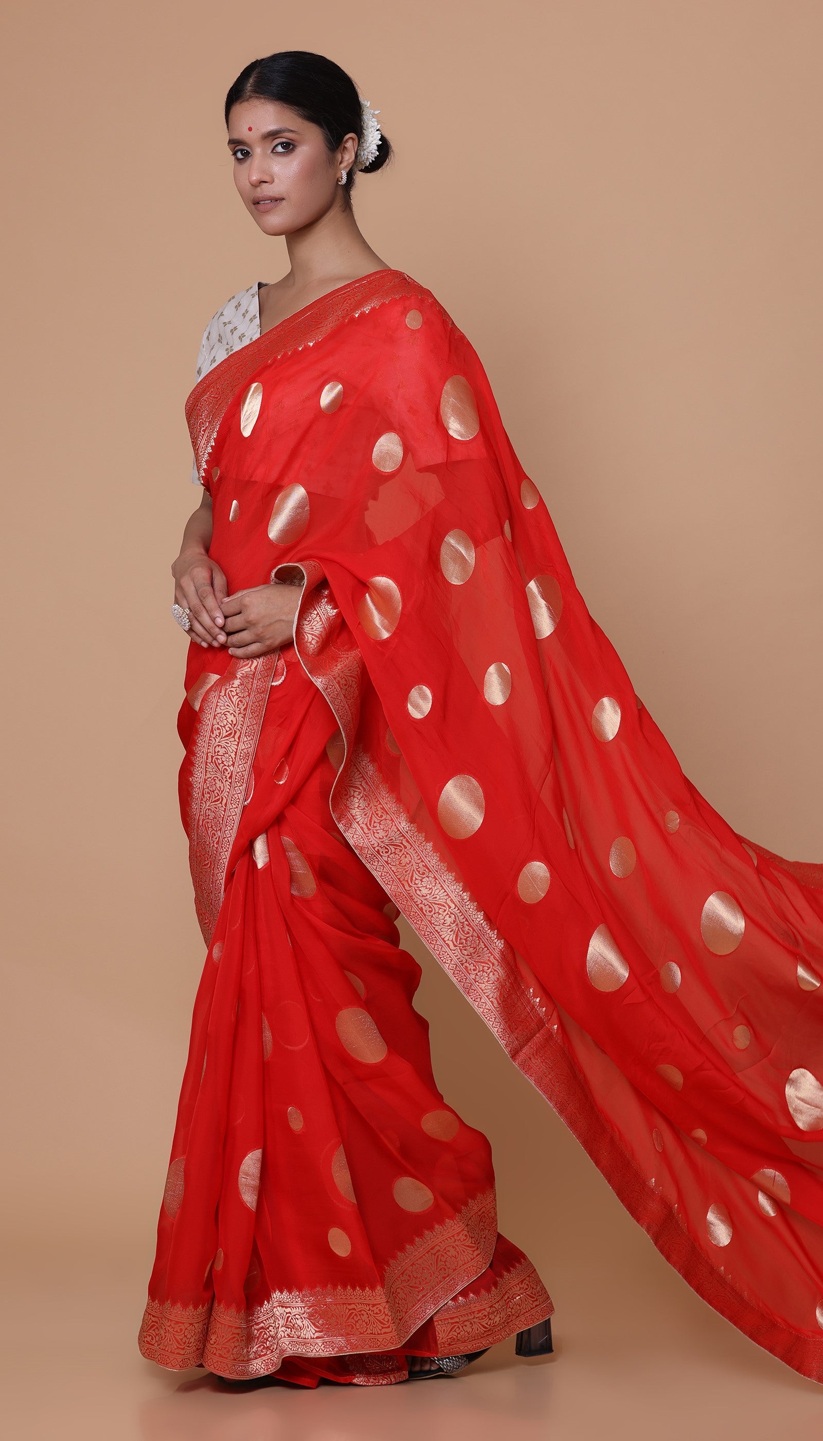 Red Organza Saree