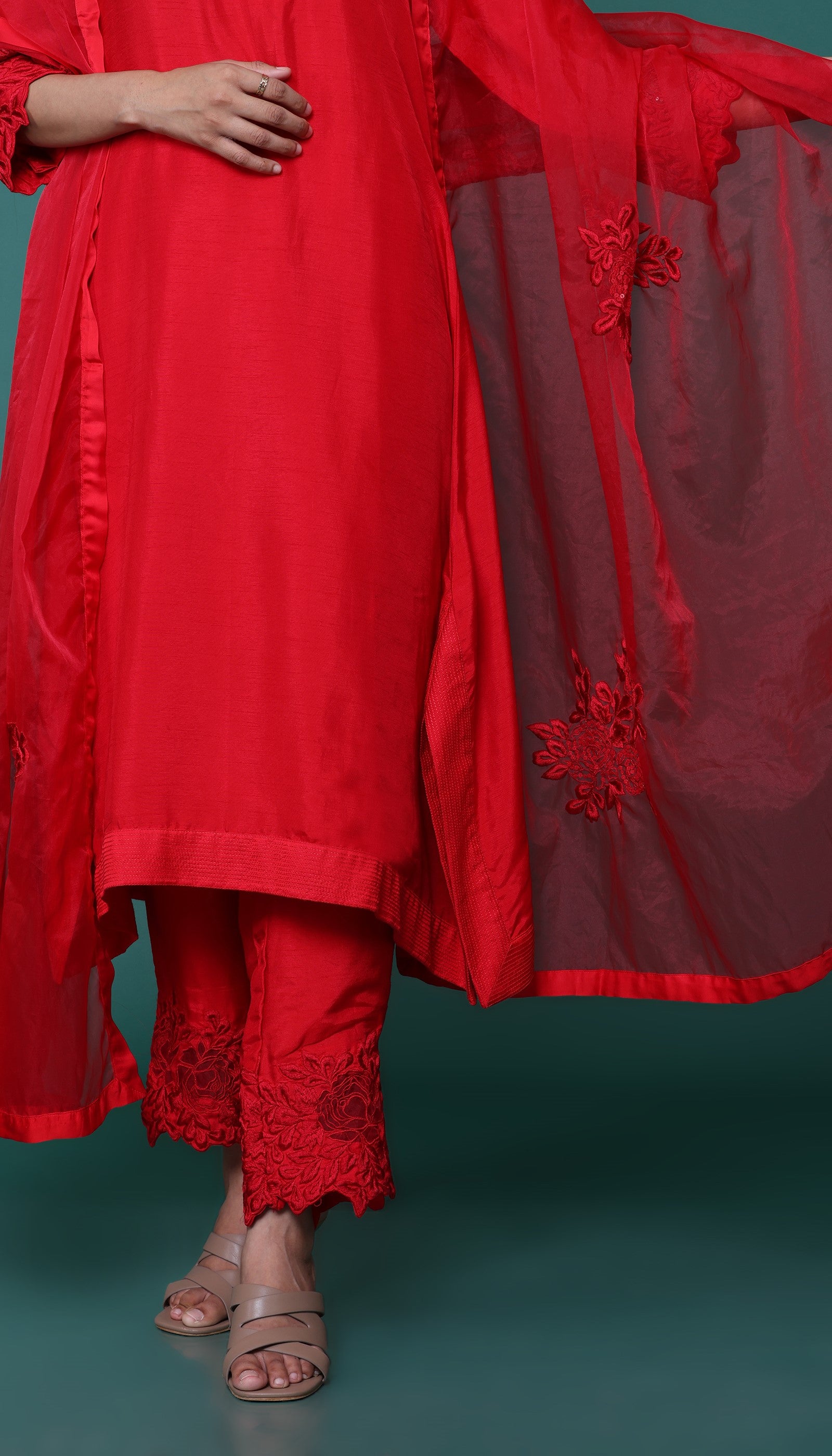 Red Silk Kurta Set