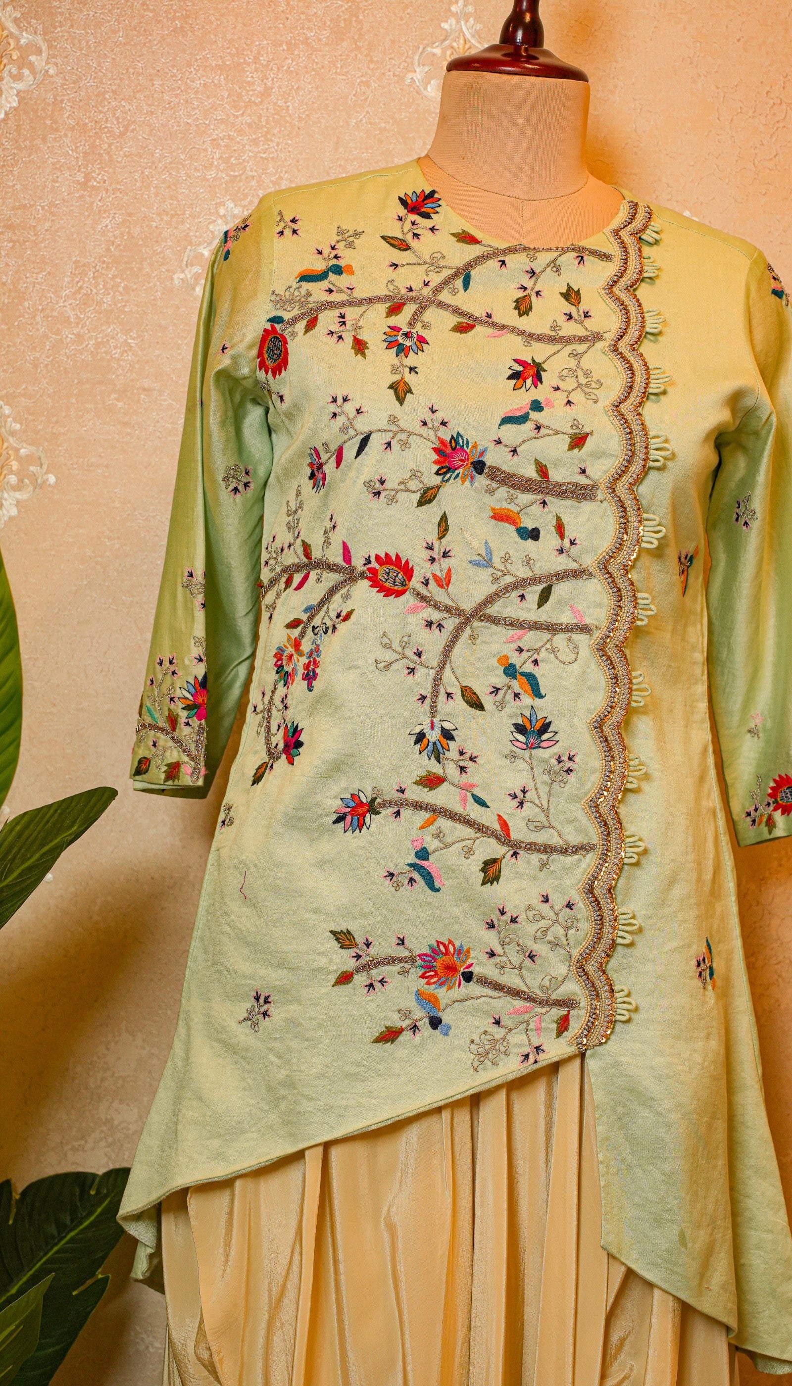 SAGE CHANDERI SILK SUIT SET