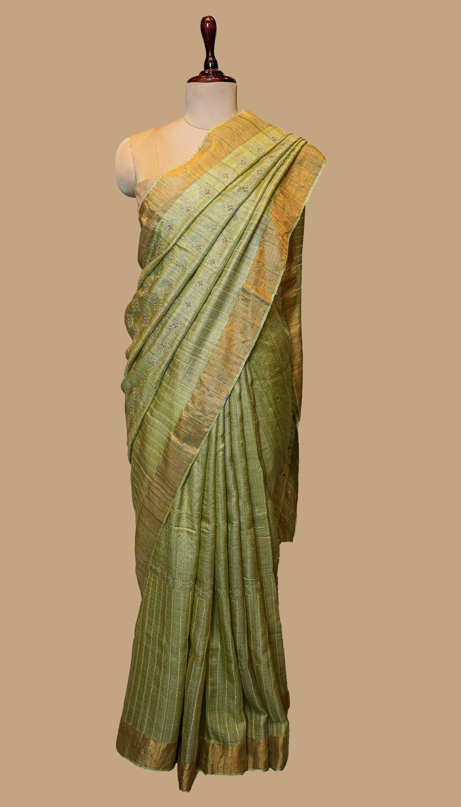 SEA GREEN RAW SILK SAREE