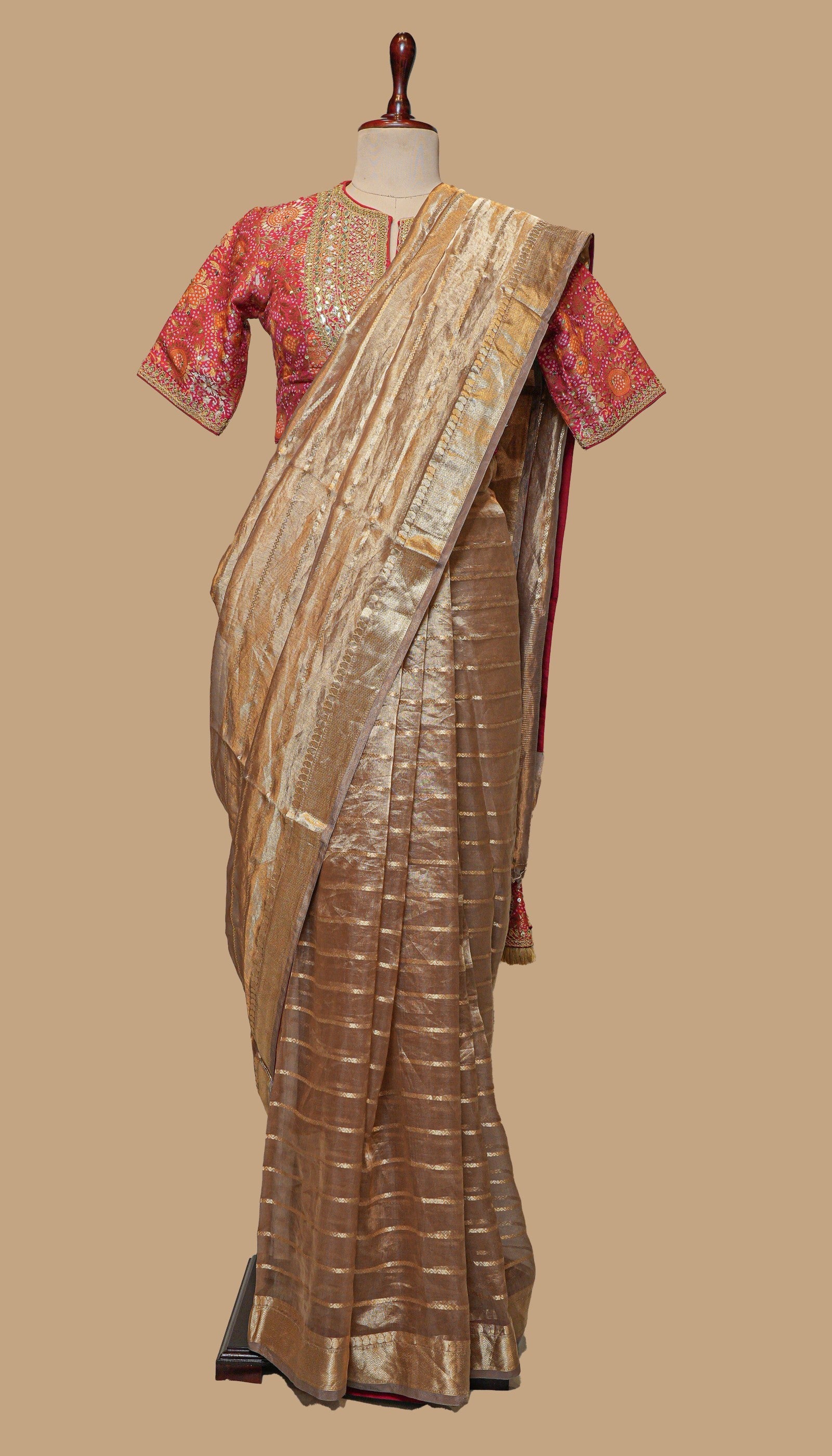 TISSUE ORGANZA SAREE IN GOLD