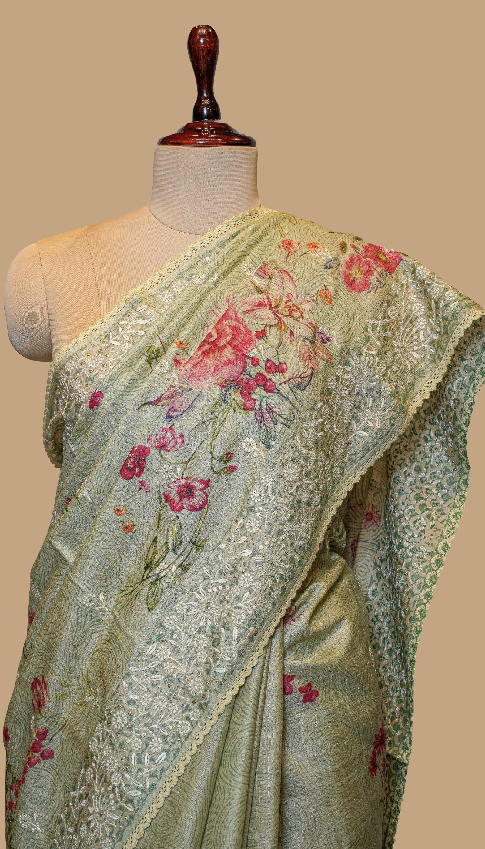 TUSSAR SILK SEA GREEN SAREE