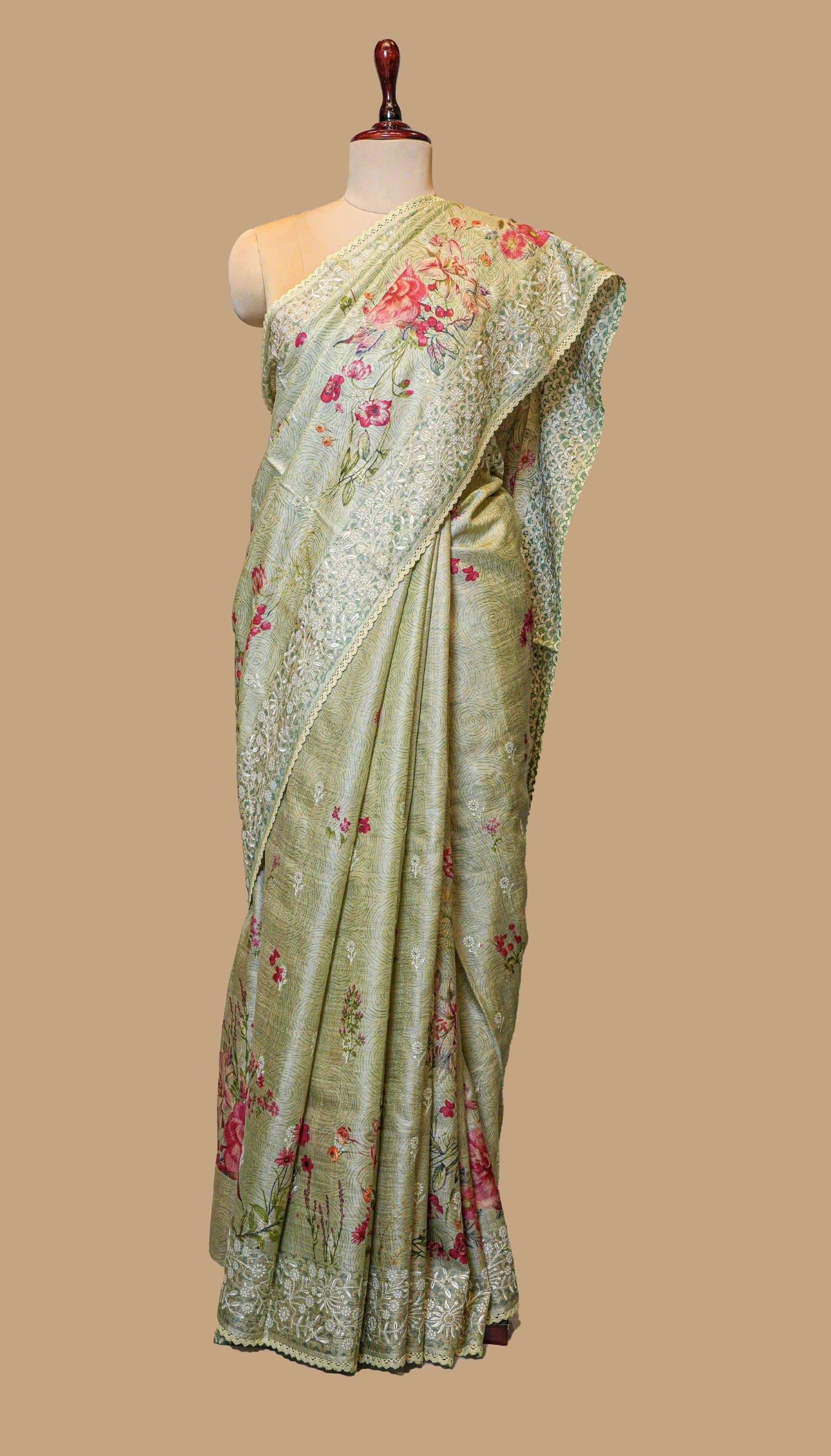 TUSSAR SILK SEA GREEN SAREE