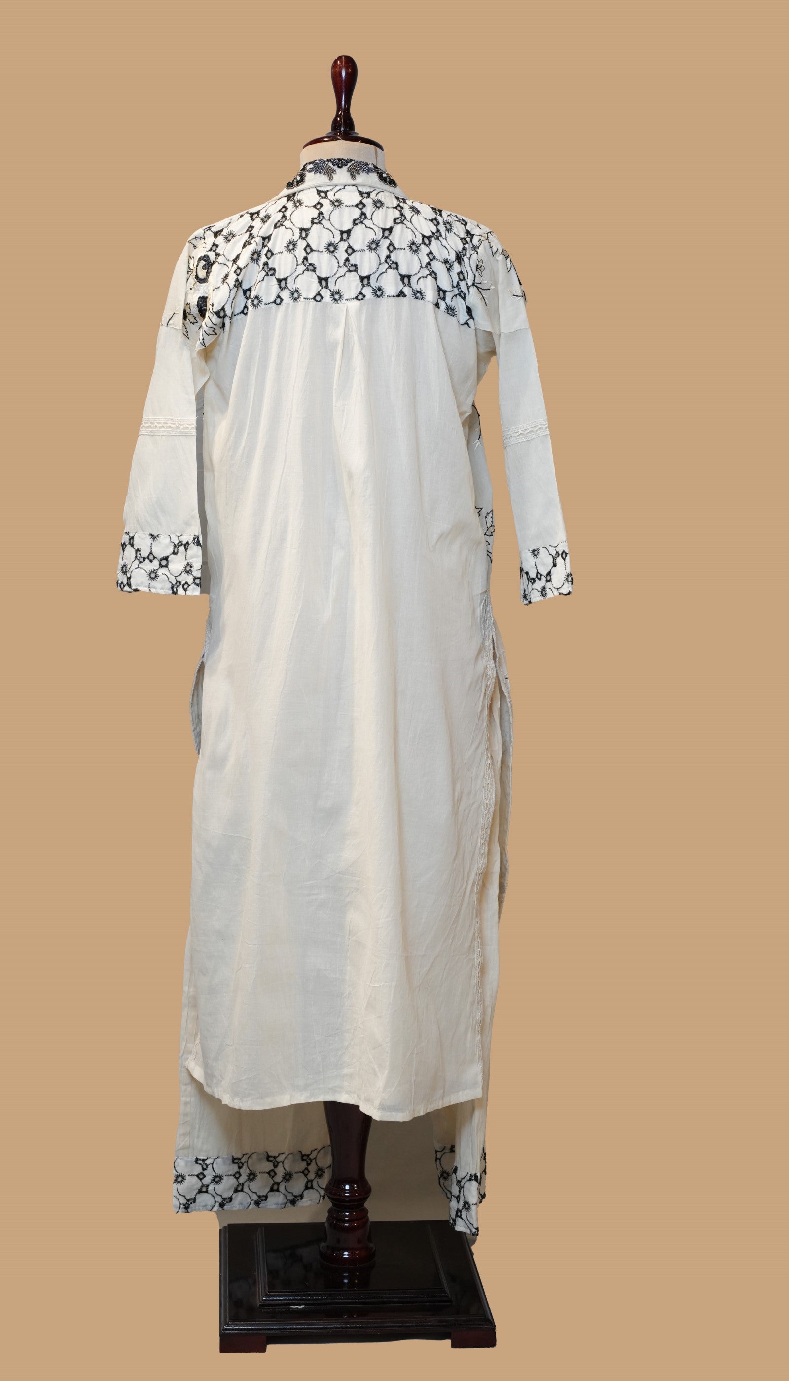 WHITE CHANDERI COTTON KURTA SET