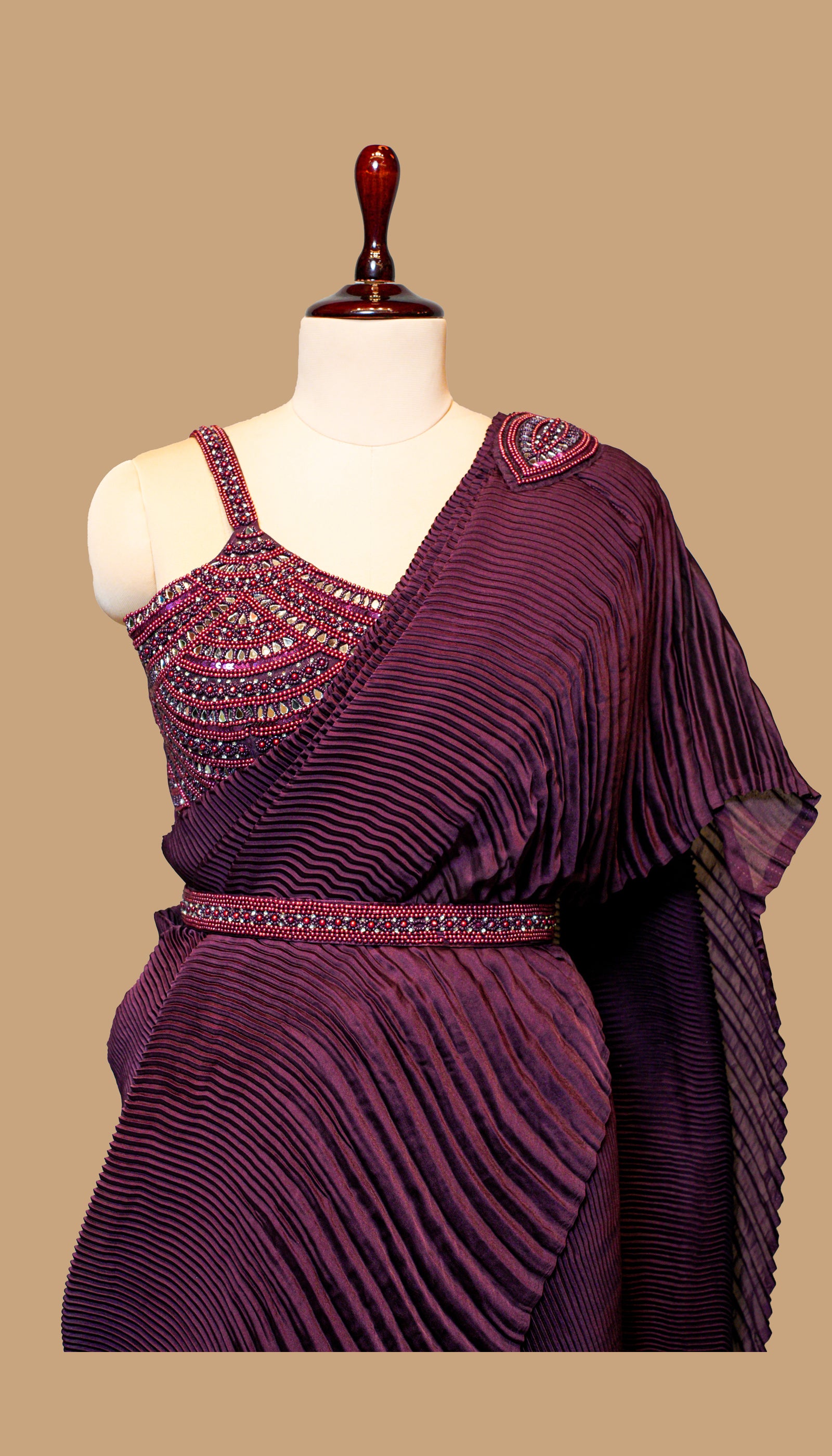 WINE DRAPE SAREE