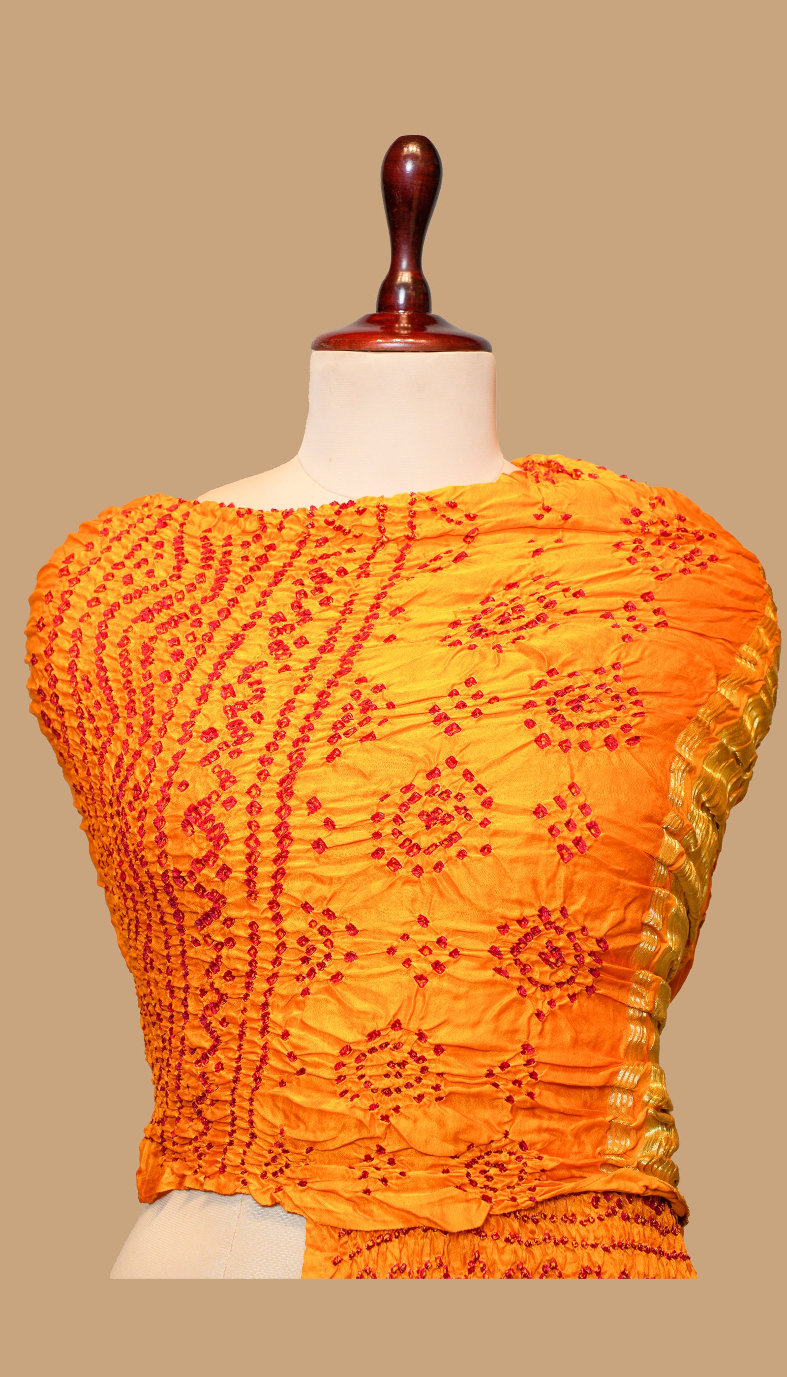 YELLOW GAJI SILK BANDHANI DUPATTA