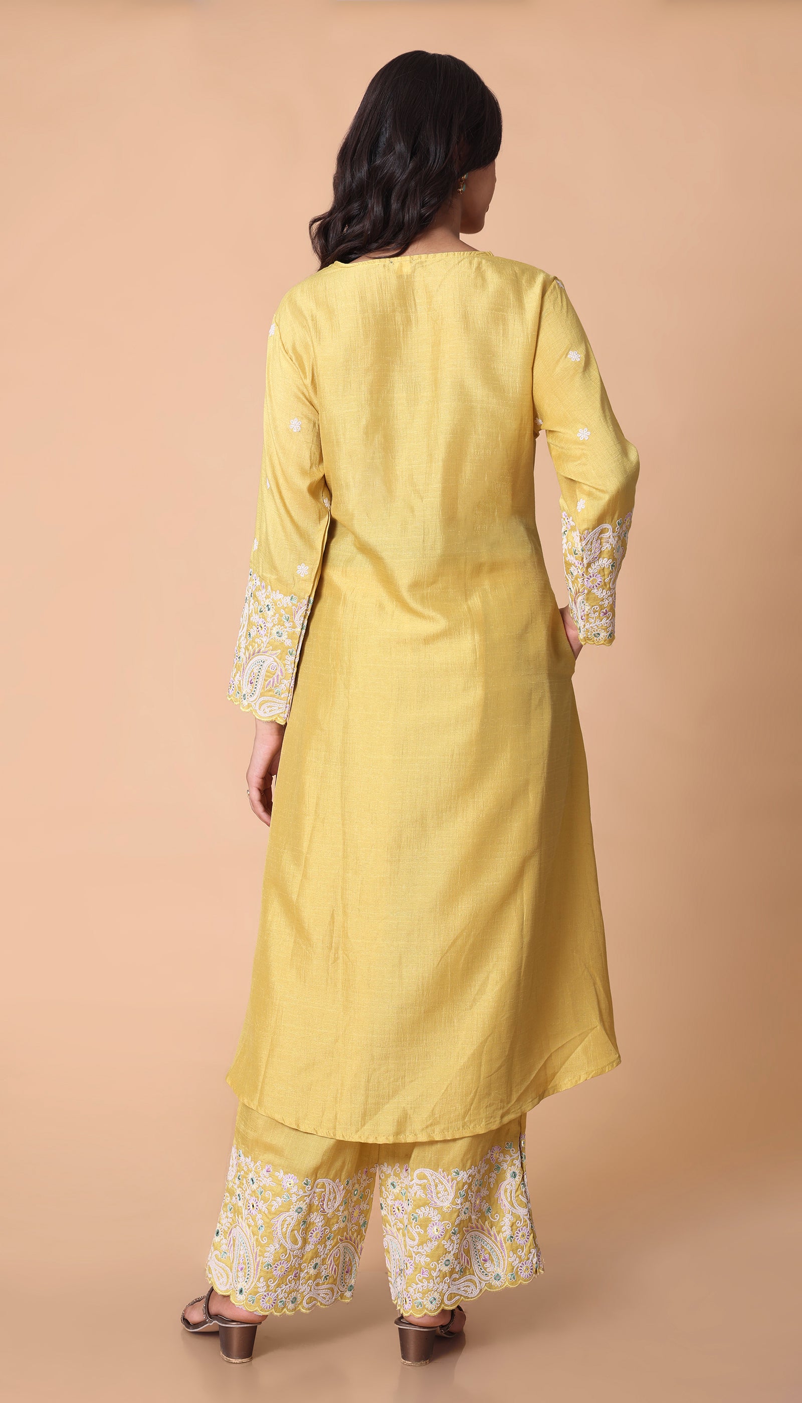 Yellow Chanderi Silk Kurta Set