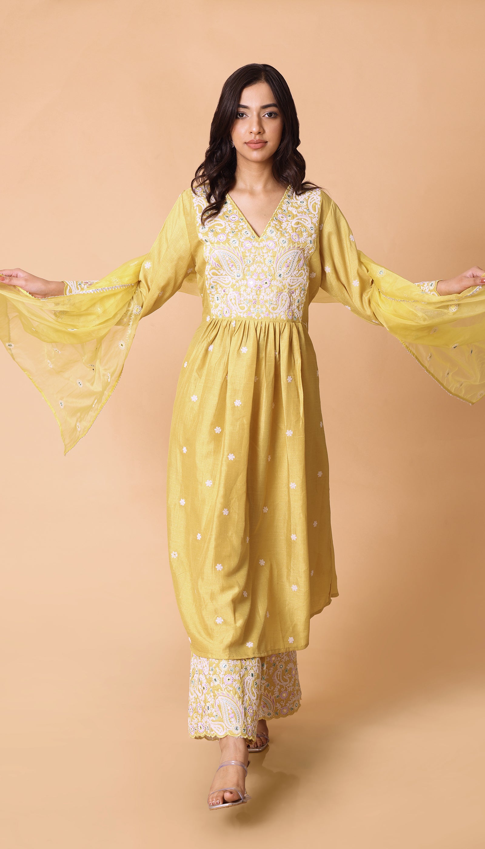 Yellow Chanderi Silk Kurta Set