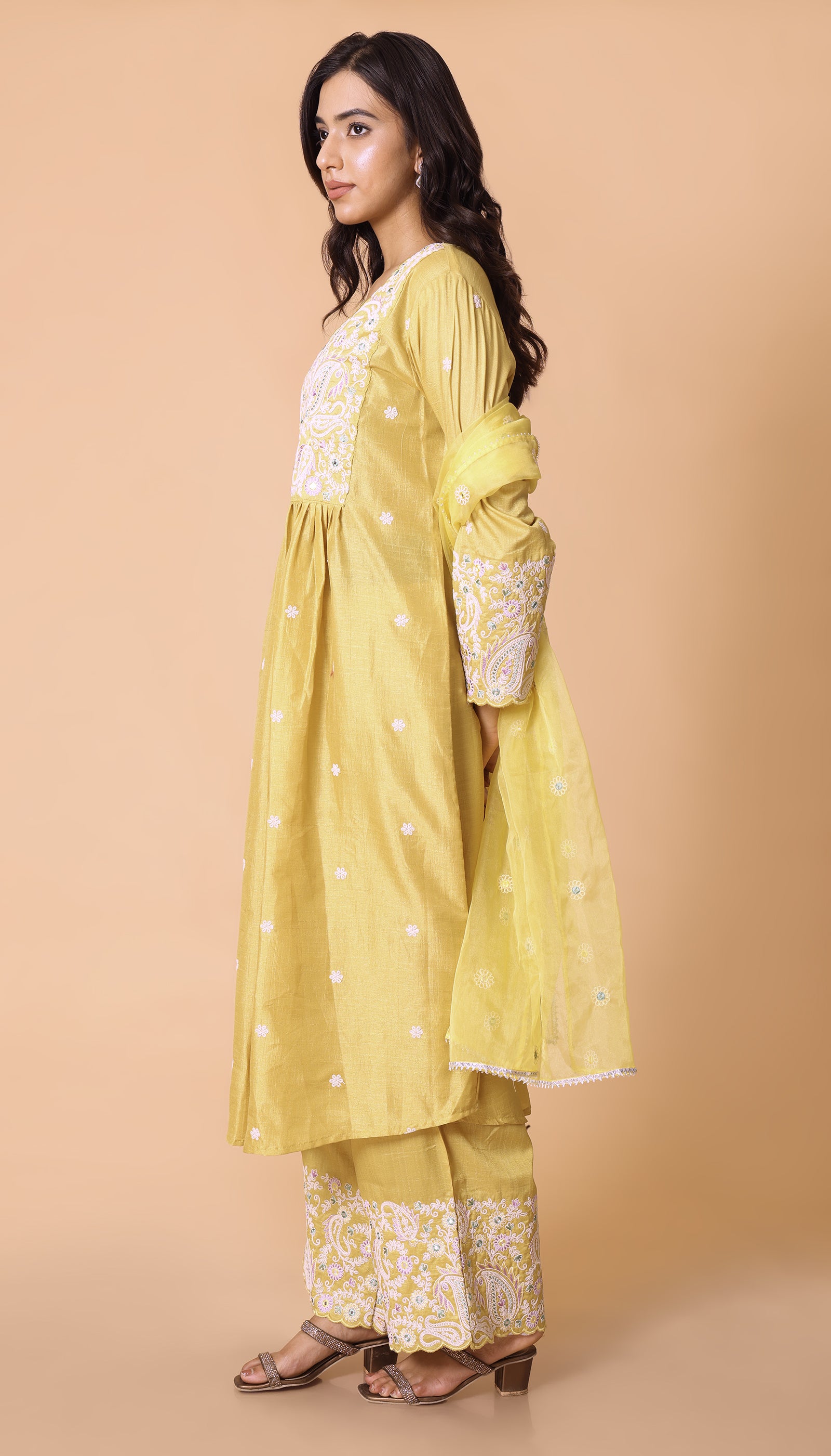 Yellow Chanderi Silk Kurta Set