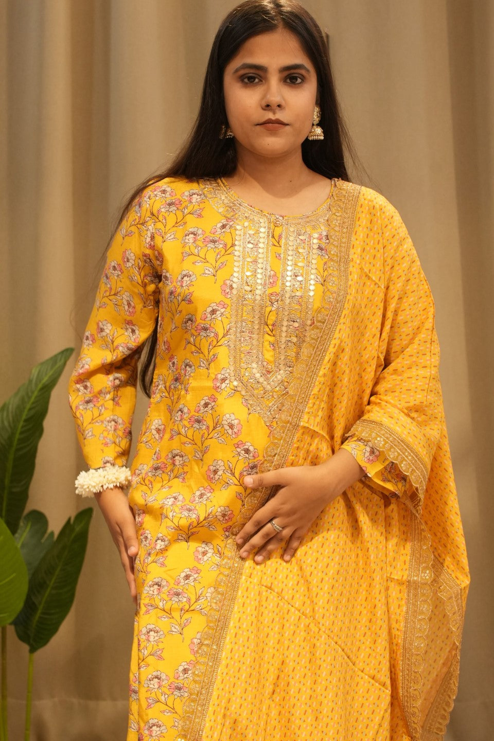 Yellow Muslin Cotton Kurta Set