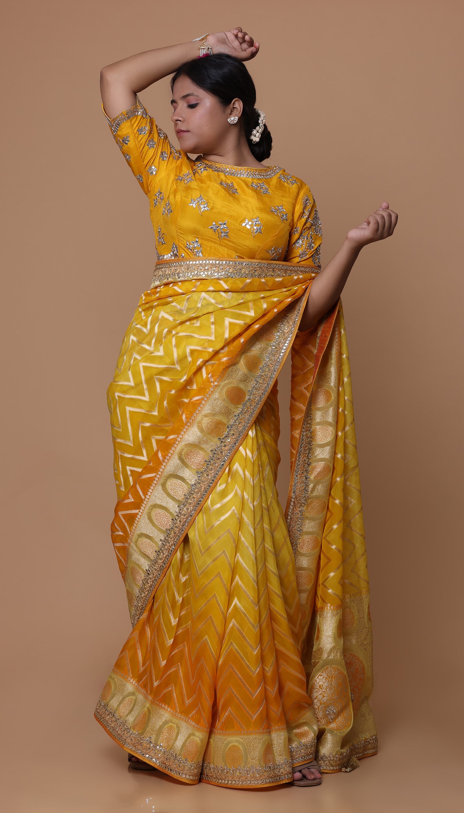 Yellow Organza Saree