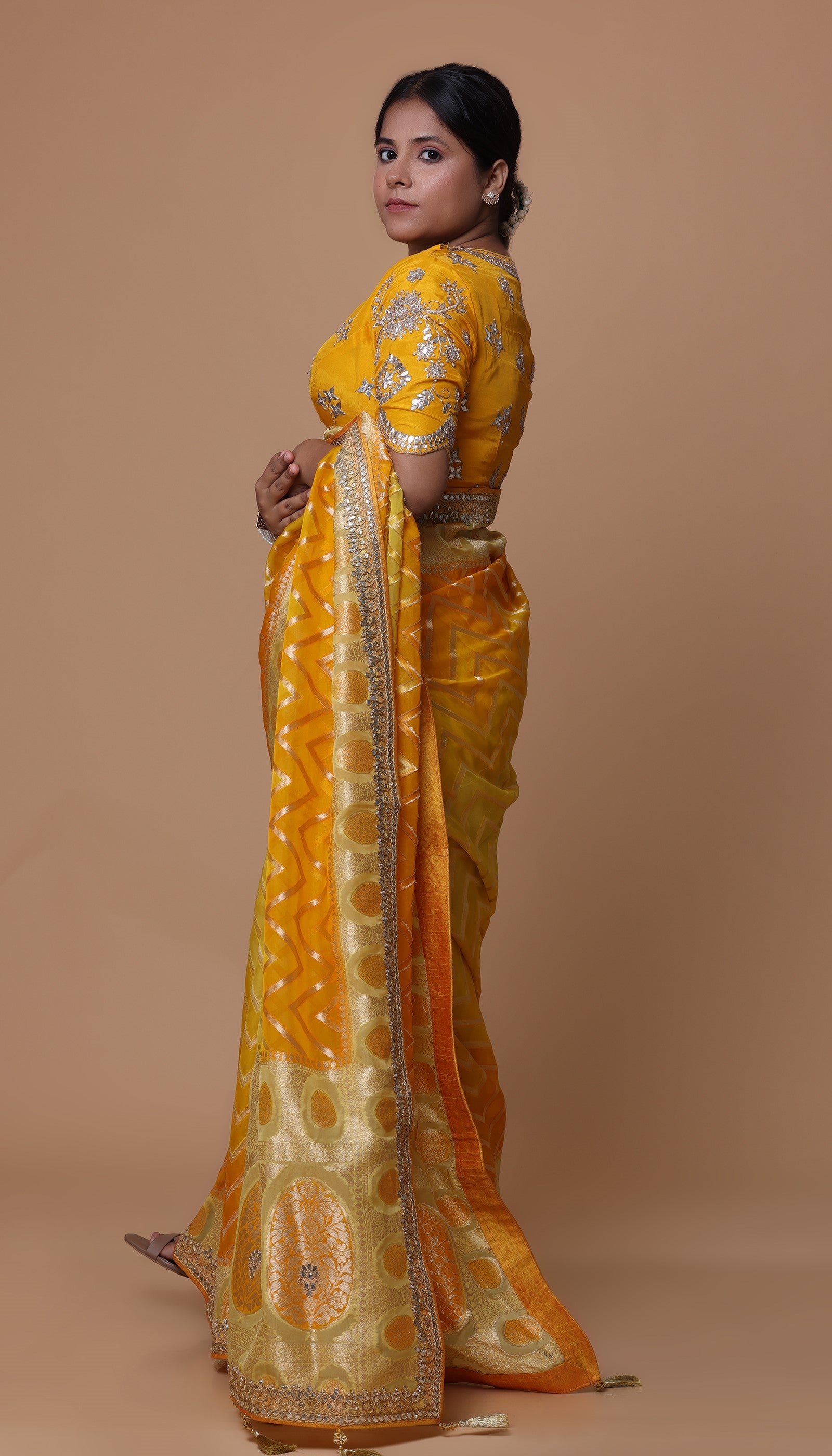 Yellow Organza Saree