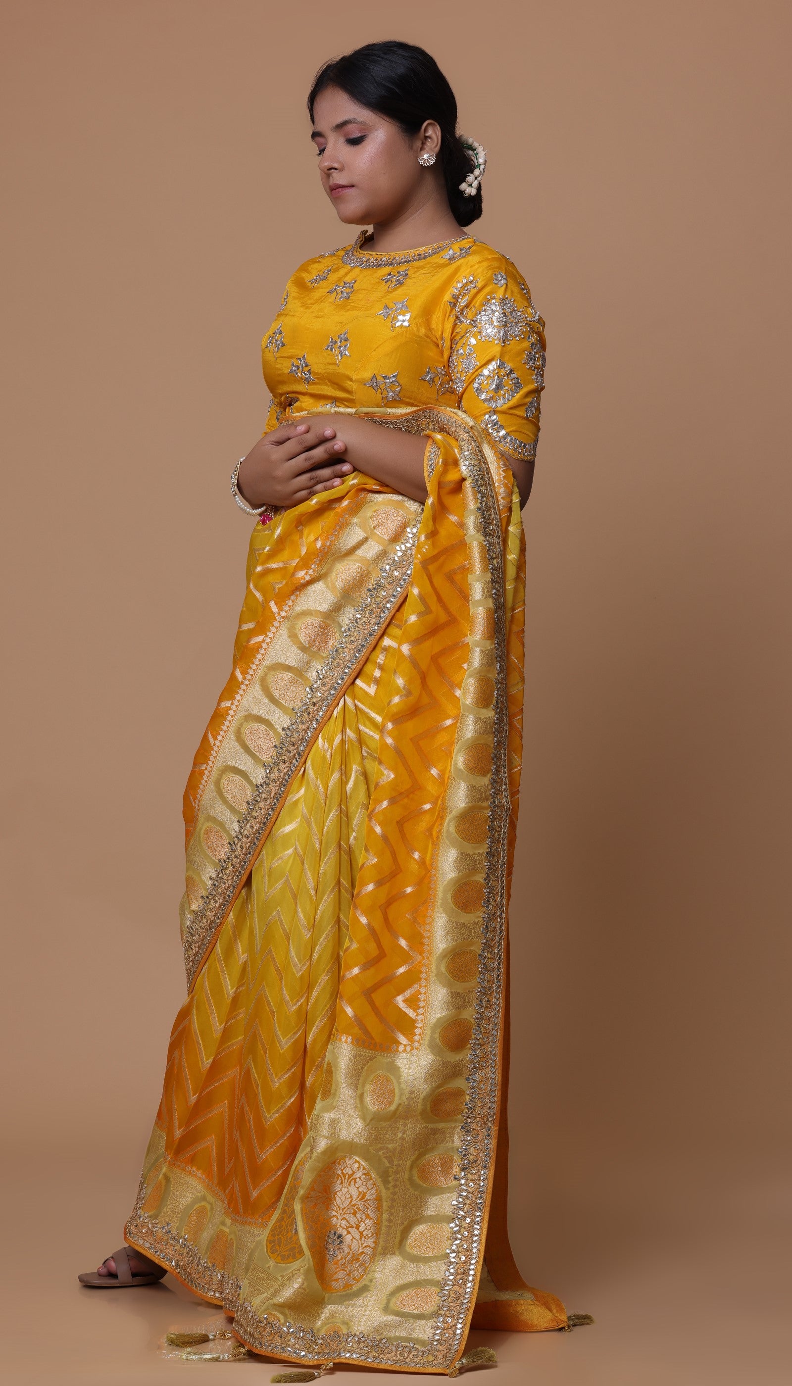 Yellow Organza Saree