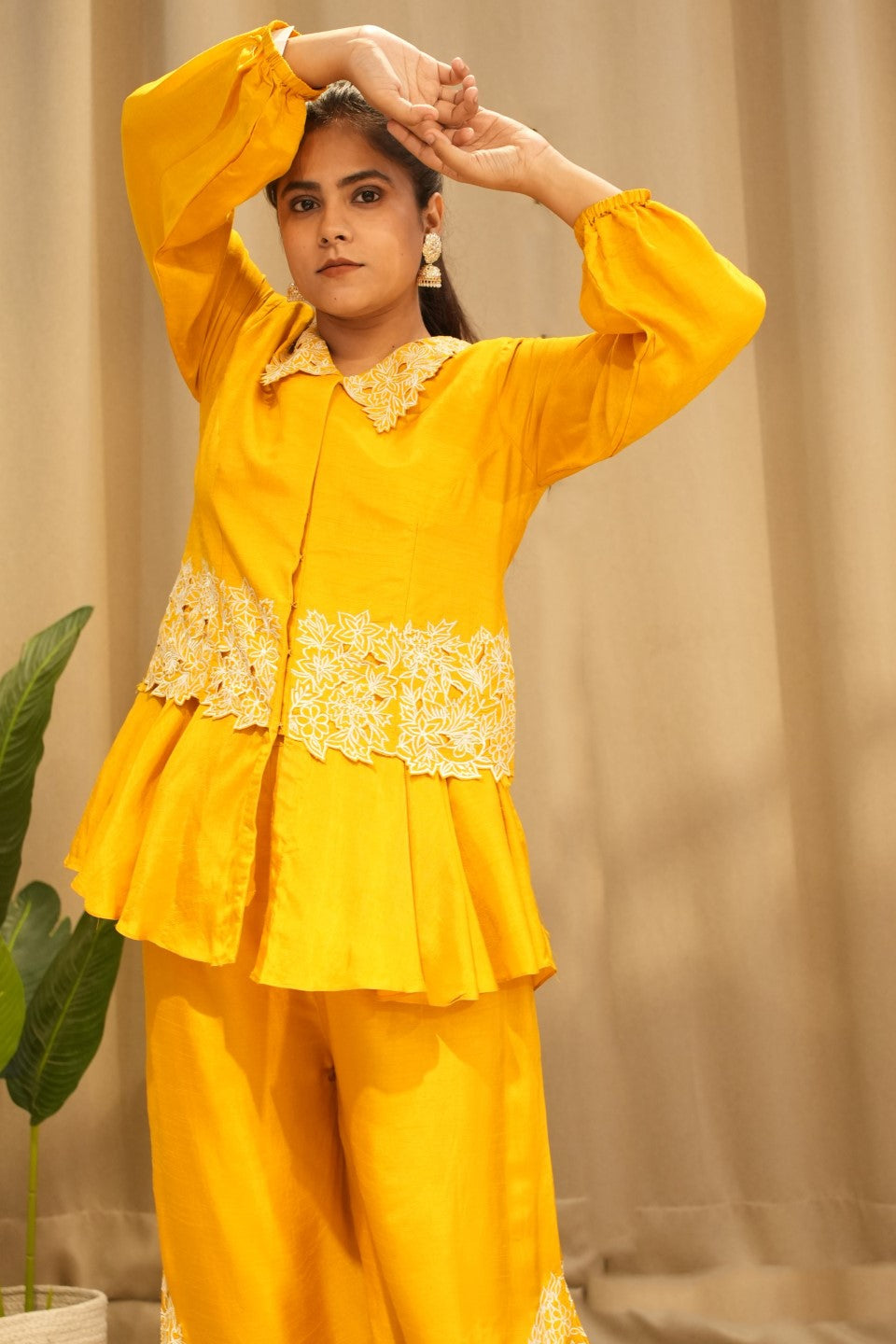 Yellow Silk Pant Suit