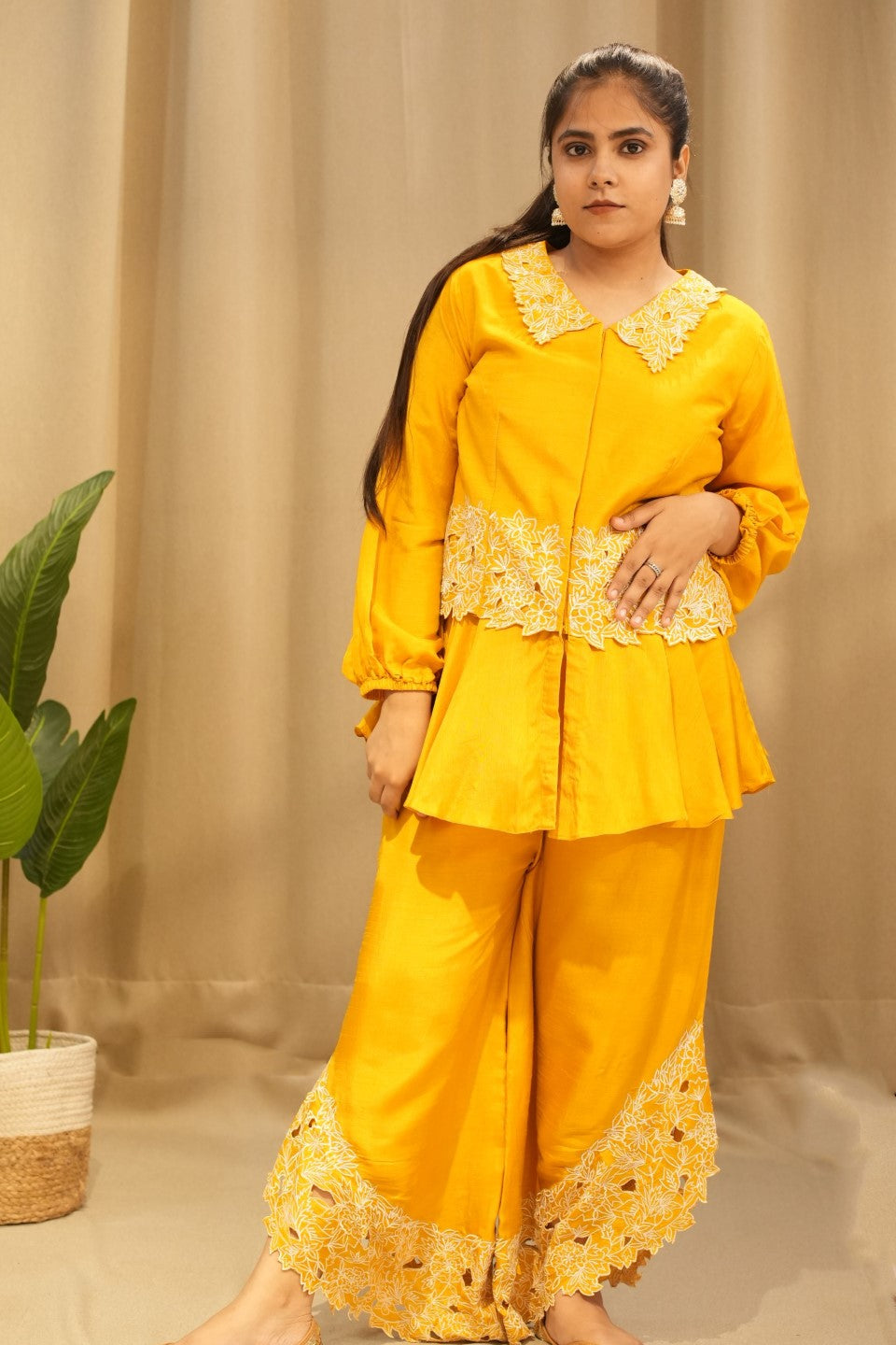 Yellow Silk Pant Suit